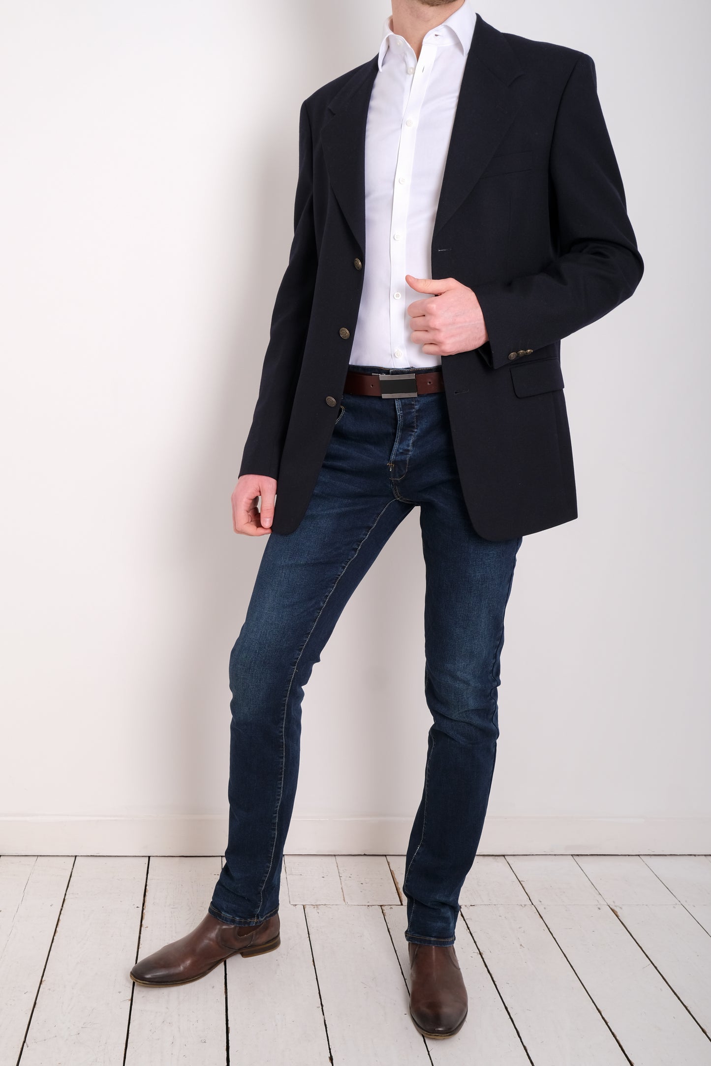 The Refined jean with smart shirt and blazer